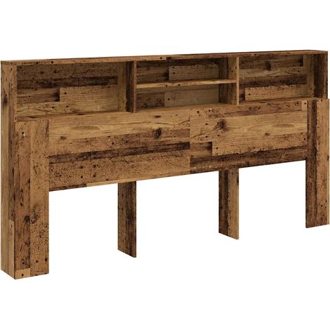 Armadio per testata letto contemporaneo con contenitore 200 x 19 x 103 cm in legno multistrato legno vecchio 020050962