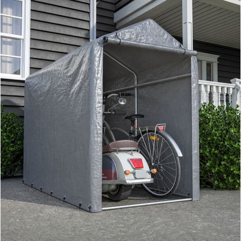 Garage per biciclette 100x187x160 cm impermeabile in metallo grigio, struttura in acciaio galvanizzato, pieghevole (1/5)