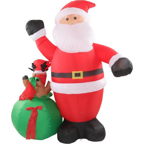 Père Noël gonflable avec renne et LED intégrée, résistant aux intempéries et à la décoloration, décoration de Noël gonflable pour jardin, 100-240 V, prise européenne
