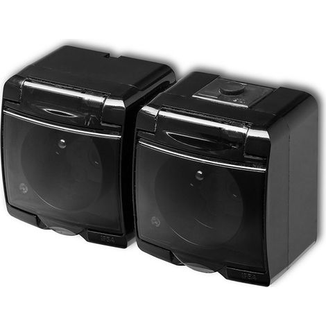 Karlik Junior noir - prise double en saillie IP54 - 12GHE-2d (1/2)