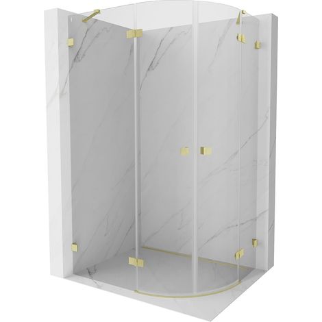 Mexen Lunar cabina doccia semicircolare a battente sinistra 100 x 80 cm, trasparente, oro spazzolato - 833-100L-080P-55-00 (1/5)