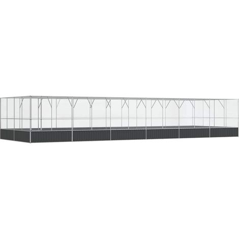 Gabbia per uccelli voliera con estensione argento 1246 x 414 x 212 cm acciaio argento 020045649