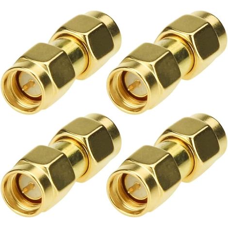 4 Pièces SMA Mâle à SMA Mâle Connecteur D'adaptateur Coaxial RF pour Antenne, Radio, WiFi, HT (1/5)