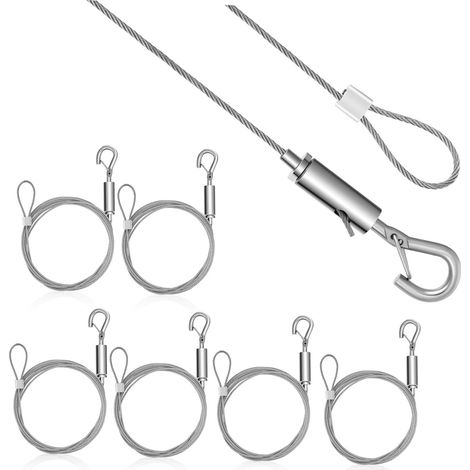 Lot de 6 fils suspension pour tableaux en acier inoxydable avec (1/5)