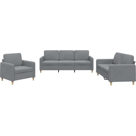 Ensemble de Canapé  Sofas 3 pcs avec coussins Gris clair Tissu (1/5)