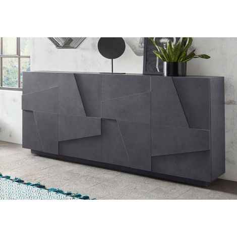 Dmora Aparador moderno con 4 puertas, Made in Italy, Aparador de cocina, Buffet de diseño de sala de estar, 162x44h86 cm, Color gris ceniza, con embalaje reforzado (1/5)