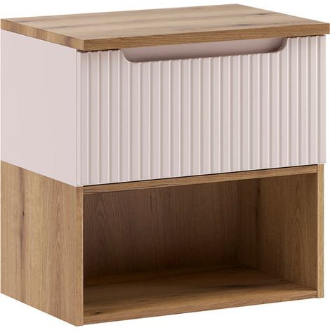 Meuble sous-vasque 60cm plan de toilette Riva Cachemire et Bois (1/5)