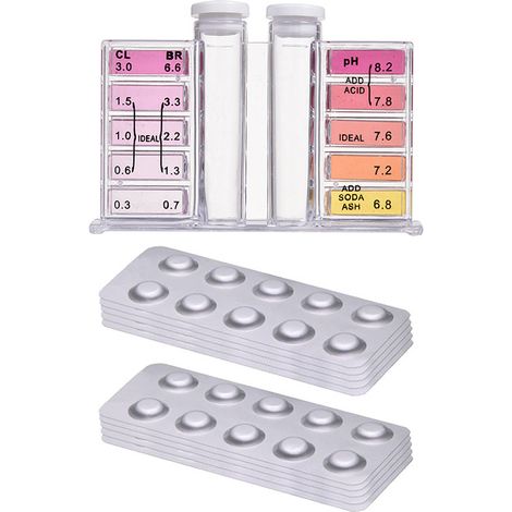 Comprimés effervescents piscine 2-en-1 : test pH/DPD1 et chlore, kit d'analyse d'eau pour piscine. (1/5)