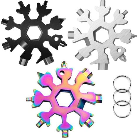 Tournevis multifonction 18 en 1 en forme de flocon de neige, lot de trois (non doré) (1/3)