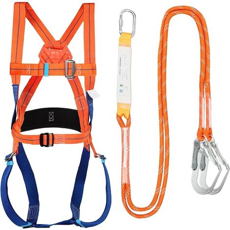 Cintura di sicurezza anticaduta, kit di arresto caduta di sicurezza a 5 punti, imbracatura di protezione anticaduta ergonomica e regolabile, max 100 kg, per lavori di arrampicata in quota (1/5)