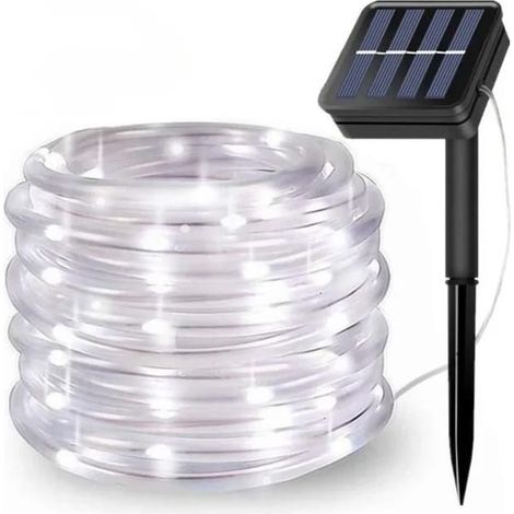 1 x Guirlande lumineuse solaire, 200 LED blanches, 22 m étanche IP65, pour jardin, arbre et clôture (1/5)