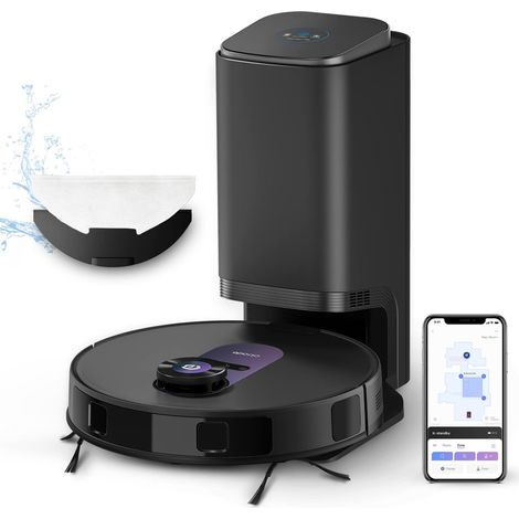 Robot Aspirateur Laveur avec Station,Aspirateur Robot 4000Pa,180min d'Autonomie,Détection d'obstacles 3D,Navigation LiDAR,WiFi/APP/Télécommande Contrôlé,Idéal pour Poils d'animaux,Sols (1/5)