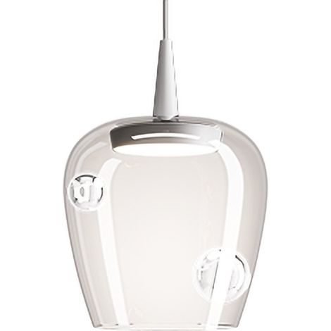 Zafferano Lampada a sospensione Bilia 230V LED 8W in vetro borosilicato soffiato a bocca diametro 18 cm colore Bianco Trasparente design moderno