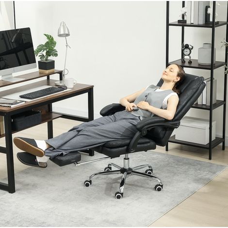 Fauteuil de bureau massant avec fonction massage, chauffage, repose-pieds, dossier inclinable 135°, hauteur réglable, dossier haut, tissu respirant - CHICFURN (1/5)