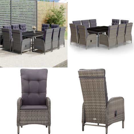 11-tlg. Garten-Essgruppe Poly Rattan Grau - Garten Essgruppe - Garten Essgruppen - Home & Living (1/5)