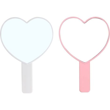 Miroir De Voyage En Forme De Coeur - Miroir De Poche Avec Poignée - Pour Maquillage Et Soins Personnels - 1 Pièce (1/5)