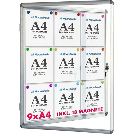 Schaukasten Innen Premium 70 x 97 cm 9 x A4 Mit 18 Magneten