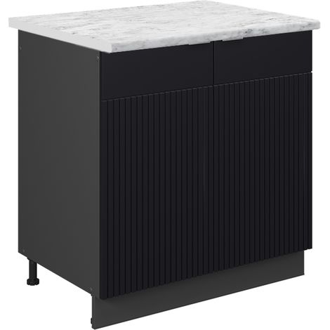 Meuble bas sous-évier Fame-Line, Noir rayé, 80cm , PT Marbre, Vicco (1/5)