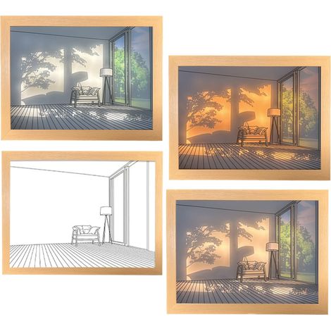 Peinture créative à 3 couleurs, cadre photo lumineux à LED A4, veilleuse LED décorative, cadre photo pour salon et chambre à coucher (1/5)