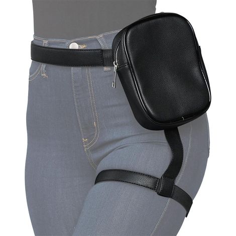 Motorrad Oberschenkeltasche Damen Wasserdicht, Beintasche mit abnehmbarem Gurt, Schwarz (1/5)
