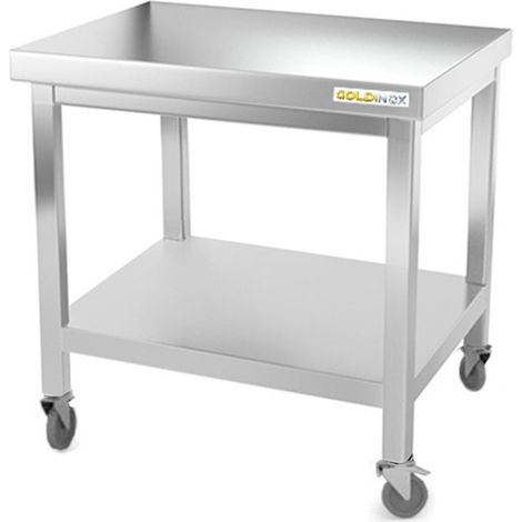 Table de travail en inox soubassement 700 x 700 mm sur roulettes PREMIUM - GOLDINOX (1/4)