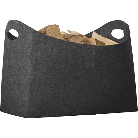 Rubberneck Panier à Bûches L en Feutre Gris Anthracite 54 x 39 x 30 cm (1/4)