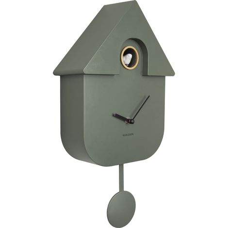 Horloge murale coucou vert foncé 41x21.5x8cm – Boîtier ABS et cadre métallique – Design moderne pour décoration intérieure – Karlsson (1/5)