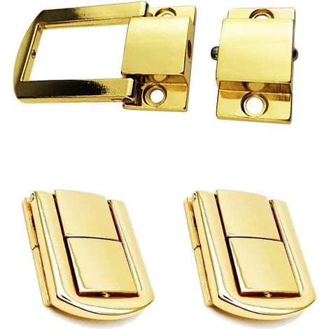 Fermeture fermée - 25 x 20 mm - Fermeture pour boîte en bois - Fermeture décorative en métal - Pour boîte à bijoux, couvercle de valise en bois - Lot de 6 pièces couleur or (1/4)