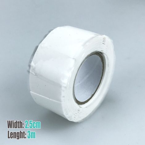3 rouleaux de ruban adhésif silicone simple face isolant, imperméable et résistant aux hautes et basses températures. (2,5 cm x 3 m) (1/5)