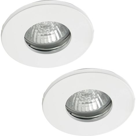 Litecraft Recessed Downlight Fire Rated Fixed IP65 Spotlight in White - 2 Pack