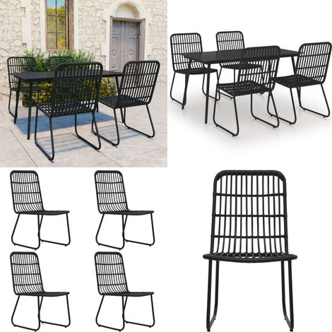 5-tlg. Garten-Essgruppe Poly Rattan und Glas - Gartensessel - Gartenstuhl - Gartentisch - Outdoor-Möbel - Rattanmöbel - Home & Living (1/5)