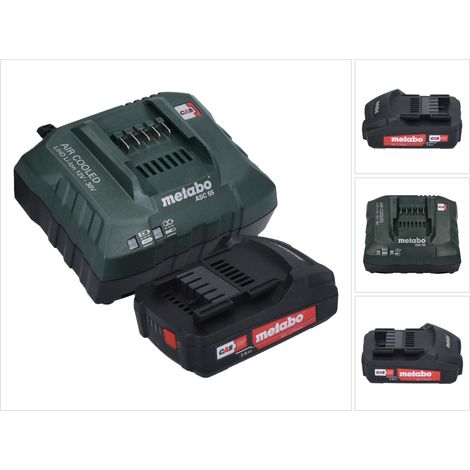 Metabo Basic Set 1x batterie Li-Power 18 V 2,0 Ah CAS Li-Ion ( 625596000 ) + chargeur ASC 55 AIR COOLED 12 - 36 V ( 627044000 )