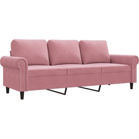 Canapé Sofa à 3 places Rose 180 cm Velours