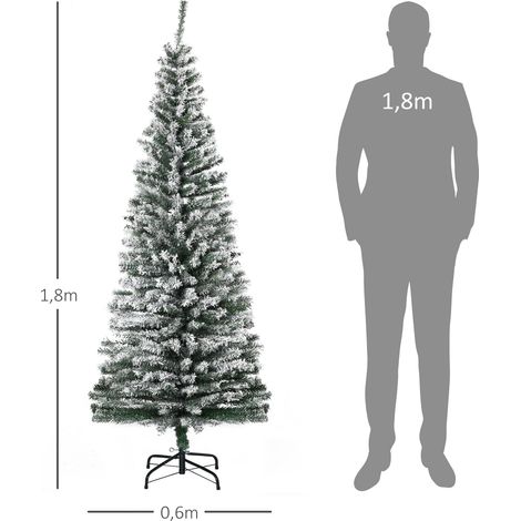 Sapin de Noël artificiel de 180 cm, sapin crayon enneigé, 492 branches pour une utilisation en intérieur (1/5)