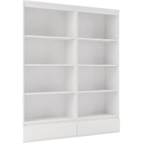 PALERMO x2 - Librería - 2 cajón, 8 estantes - para escritorio - 130x37x183 cm - BLANCO (1/5)