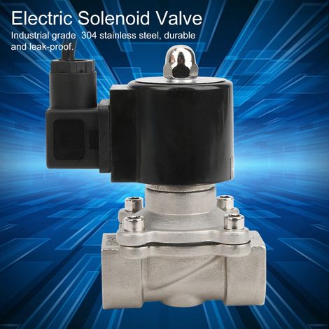 Électrovanne G3/4'' en acier inoxydable, normalement fermée, à action directe, pour eau ou air, avec bobine étanche, 220 V CA. (1/5)