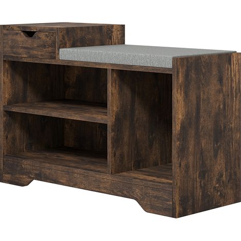 Multi-Compartment Shoe Bench,  Seat - Rustic Brown (1/5)