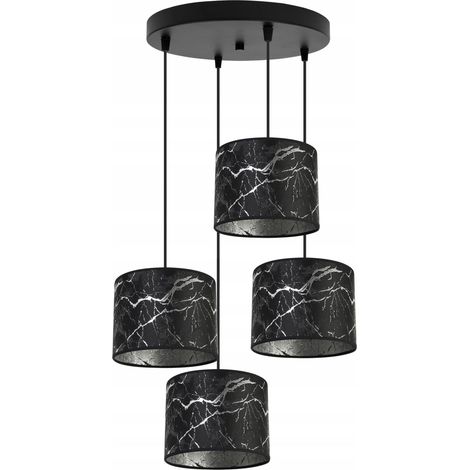 Suspension, lustre, plafonnier, abat-jour, motif argenté (1/5)