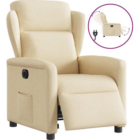 vidaXL Poltrona Elettrica Reclinabile Crema in Tessuto