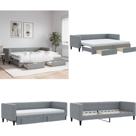 Tagesbett Ausziehbar mit Schubladen Hellgrau 80x200 cm Stoff - Schlafsofa - Sofa-Bett (1/5)