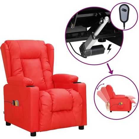 Fauteuil de massage électrique Rouge Similicuir vidaXL (1/5)