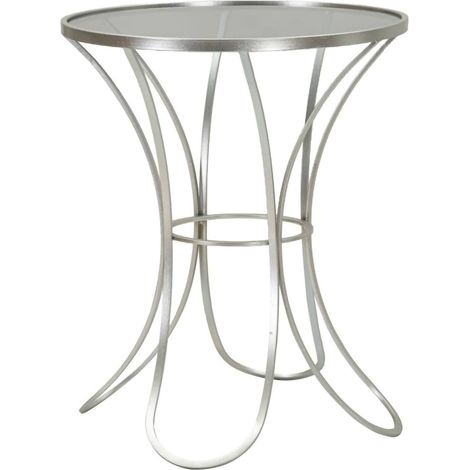 Table de Salon Molina, Porte-revues, Forme Ronde, 56x56x68h cm Argent (1/5)