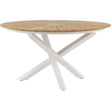 Table de Jardin Ronde "Mexico" 140cm Naturel & Blanc (1/5)