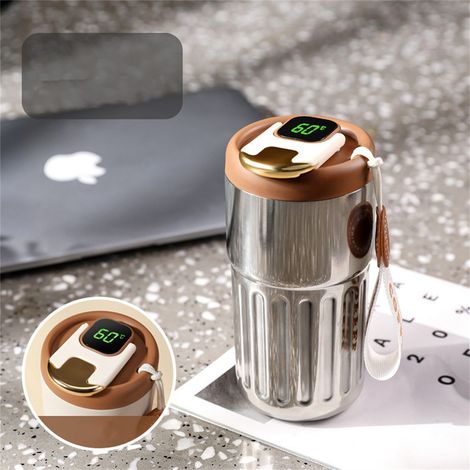 Bouteille Isotherme En Acier Inoxydable - Écran Tactile LED Affichant La Température - 32 H Froid 12 H Chaud - Bouchon 2 En 1 Paille Repliable Et Ouverture Rapide - 1 Pièce (1/5)