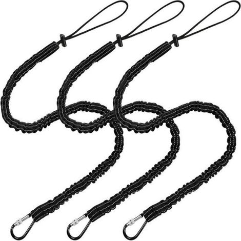 corde de sécurité pour outils -Protection antichute -Corde de sécurité rétractable avec mousqueton -Ensemble de trois pièces (1/4)