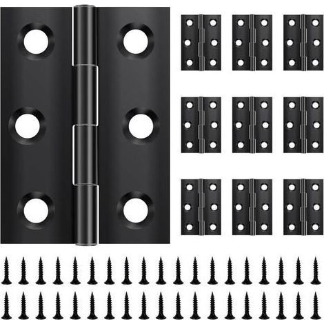 Lot de 10 charnières pliables 45 mm × 31 mm, en acier inoxydable, noires, petites charnières, pour portes, fenêtres, armoires avec 60 vis (1/5)