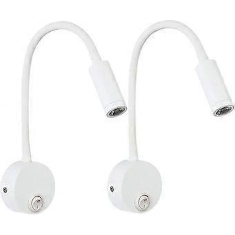 Lot de 2 lampes de lecture LED murales en aluminium argenté, lampe de bureau à lumière blanche chaude avec protection des yeux, lampe de chevet avec interrupteur. (1/5)