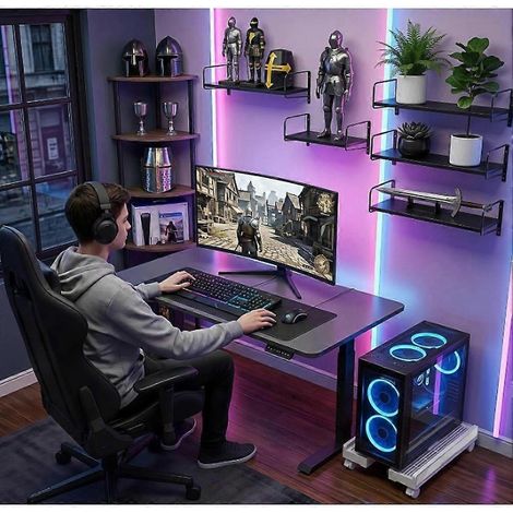 Support d'ordinateur portable réglable avec support CPU ventilé et roulettes verrouillables, compatible avec la plupart des boîtiers d'ordinateur. (1/5)