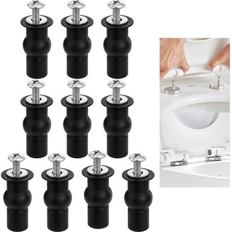 10 paquets de vis de siège de toilette, charnières, écrous en caoutchouc, fixations, raccords de trou aveugle (1/5)
