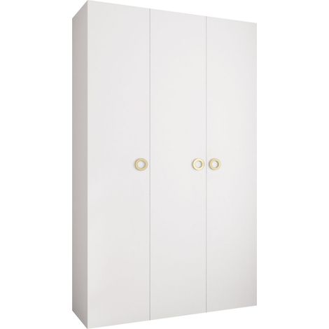 Armario Hartford 544, Blanco, 246x150x52cm, Puertas de armario: Con bisagras, Número de estantes: 7 (1/5)